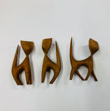 Set of 3 retro Midcentury wooden cats