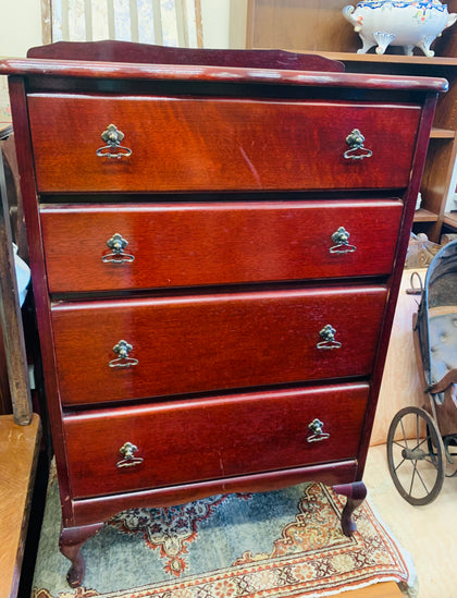 Queen Anne style mahogany tall boy chest of drawers