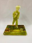 Antique heavy alabaster stone ashtray