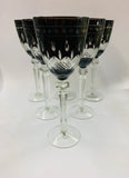 Set of 6 large Bohemian Crystal purple wine glasses