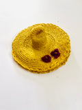 Miniature Novelty Yellow Sunhat Sewing Kit with Purple flowers on brim