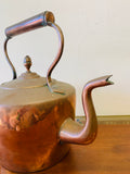 Large antique solid copper teapot