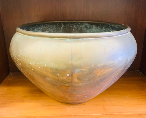 Large antique brass planter
