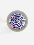 Clear Paperweight with Blue, Purple and White Swirl