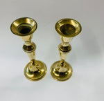 Solid brass pair of tapered candlesticks