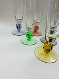 Set of 6 multi coloured tall cocktail glasses