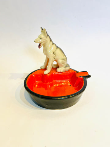 Happy Dog Porcelain Ashtray
