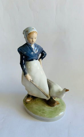Royal Copenhagen lady with goose