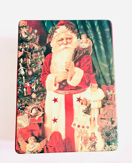 Large Vintage Santa Tin