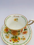Queens China Chrysanthemum November cup and saucer