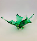 Midcentury green Art glass centerpiece dish