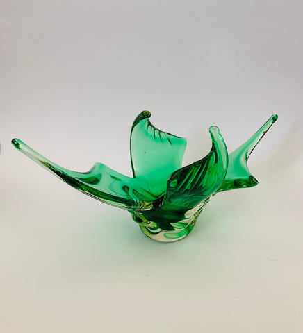 Midcentury green Art glass centerpiece dish