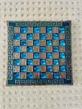 Metal and Stone Greek Pattern Chess Board