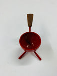 Midcentury red teak handle egg cup