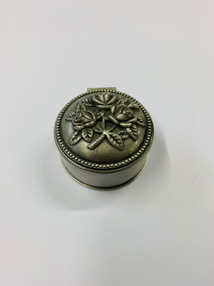 Pewter rose design ring box