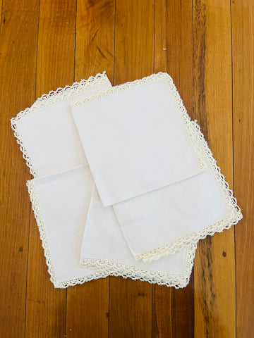 Set of Five Napkins with Lemon Yellow Edging