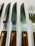Set of 8 retro Midcentury steak knives and forks