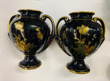 Pair of large French cobalt blue lidded urns or vases