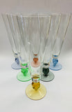 Set of 6 multi coloured tall cocktail glasses