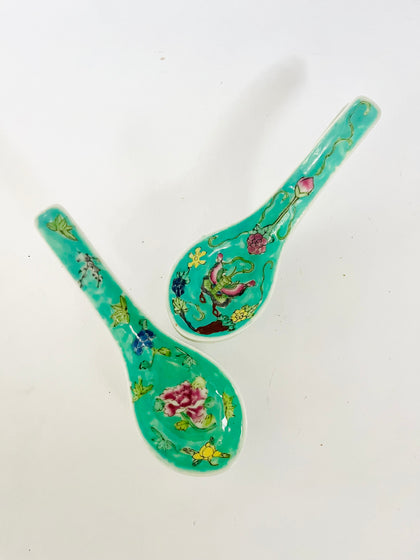 Set of Four Chinese Blue Rice Spoons