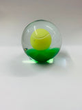 Art glass Paperweight with a tennis ball inside