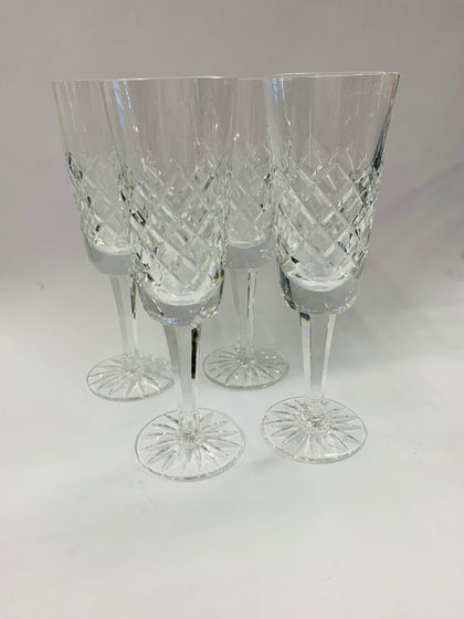 Set of 4 crystal champagne flutes