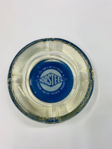 Vintage heavy glass NZ advertising ashtray