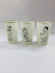 Novelty glass tumbler set in wire carry basket