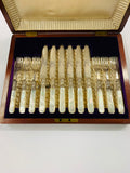 Ornate silver plated and mother of Pearl antique cutlery set