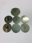 Set of 6 silver plated coasters in stand
