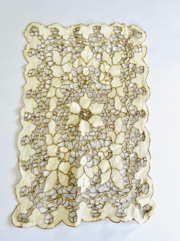 Rectangular Doily with Grey Stitching