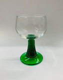 Set of 6 French Beehive green stem wine glasses