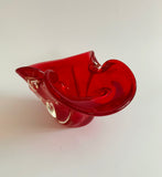 Heavy red Art glass bowl