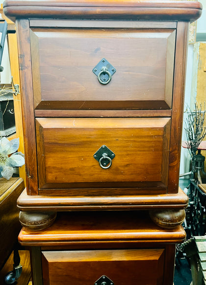 Set of Two Solid Stained Pine Bedside Tables