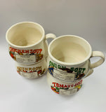 Retro soup bowls with individual recipes on them