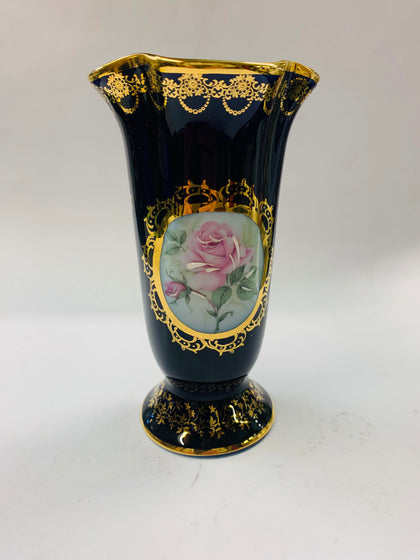 Limoges hand painted rose vase