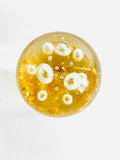 Large Clear Paperweight with Gold Flake Base with Ascending Air Bubbles
