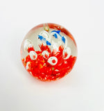 Small Paperweight with Two Blue Fish Swimming over a Red Coral and Clear Bubbles