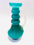 Turquoise midcentury Jug with Clear handle ￼