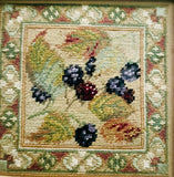 Framed Embroidered Black Berries and Raspberries