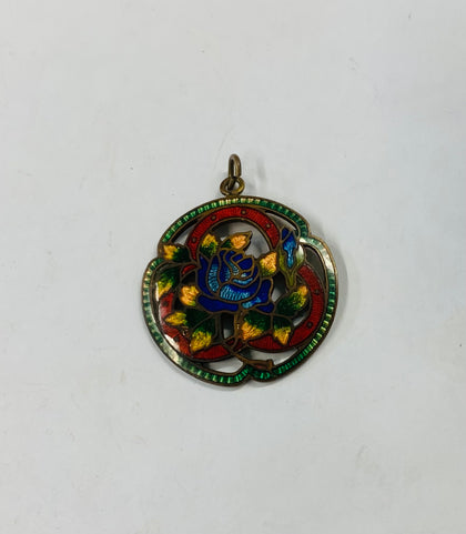 Antique enamel floral pendant