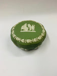 Green Wedgwood round jewellery box