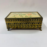 Ornate brass and embroidered jewellery box