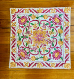 Thick embroidered cushion cover with floral pattern ￼