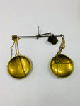 Antique gold weighing scales in box with weights