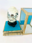 Chinese Designed Hand Painted Egg with Pagoda in a Glass Box