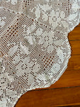 Round Cream Table Cloth with Scolloped Edges