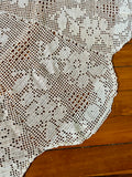 Round Cream Table Cloth with Scolloped Edges