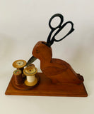 Hand made folk Art novelty duck scissor and cotton reel holder