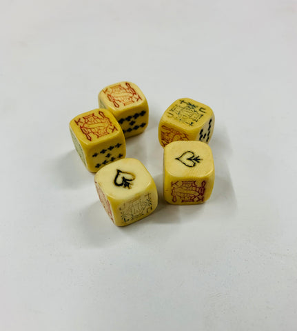 Set 5 antique poker dice